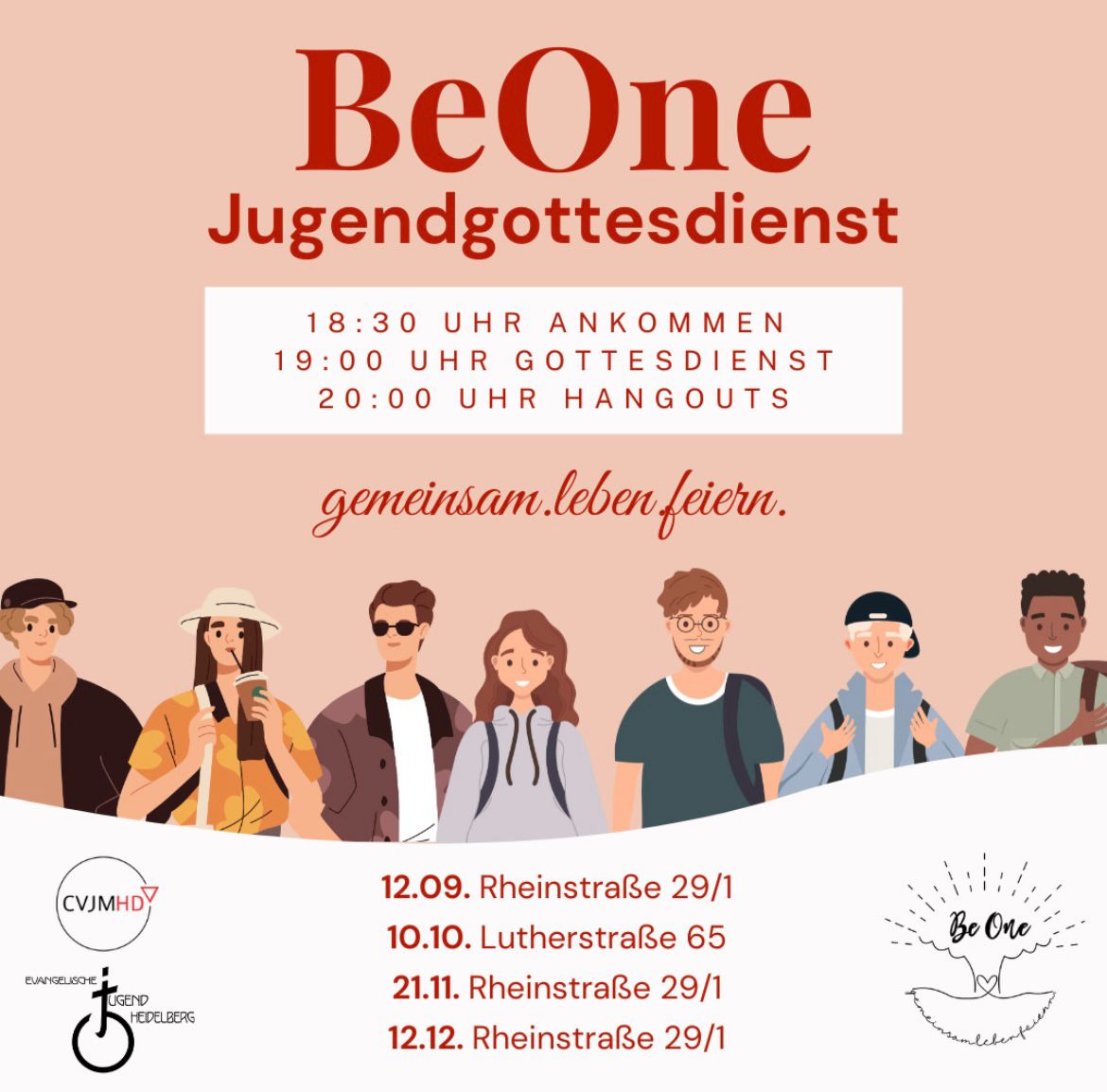 Flyer für BeOne Gottesdienste Q4